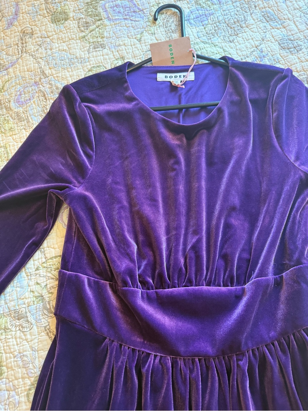 Boden Thea purple velvet midi dress NWT - Picture 5 of 15